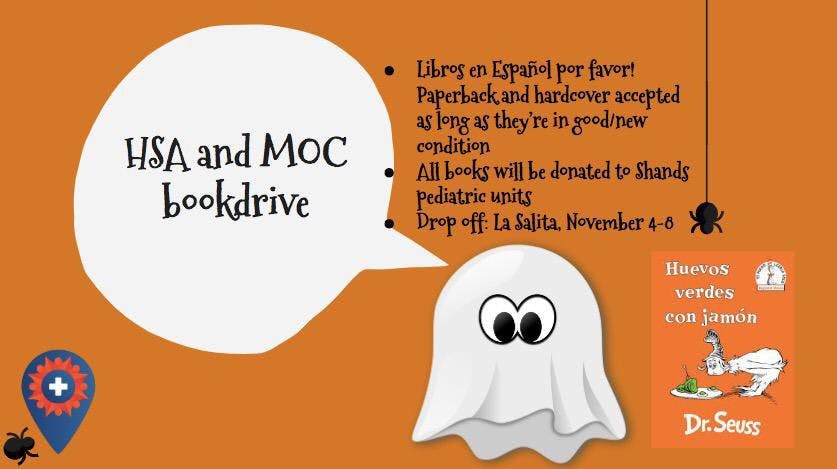 The UF Hispanic Student Association and the Mobile Outreach Clinic are hosting a book drive to collect Spanish children's books for the UF Health Shands pediatric units starting today through Sunday.&nbsp;