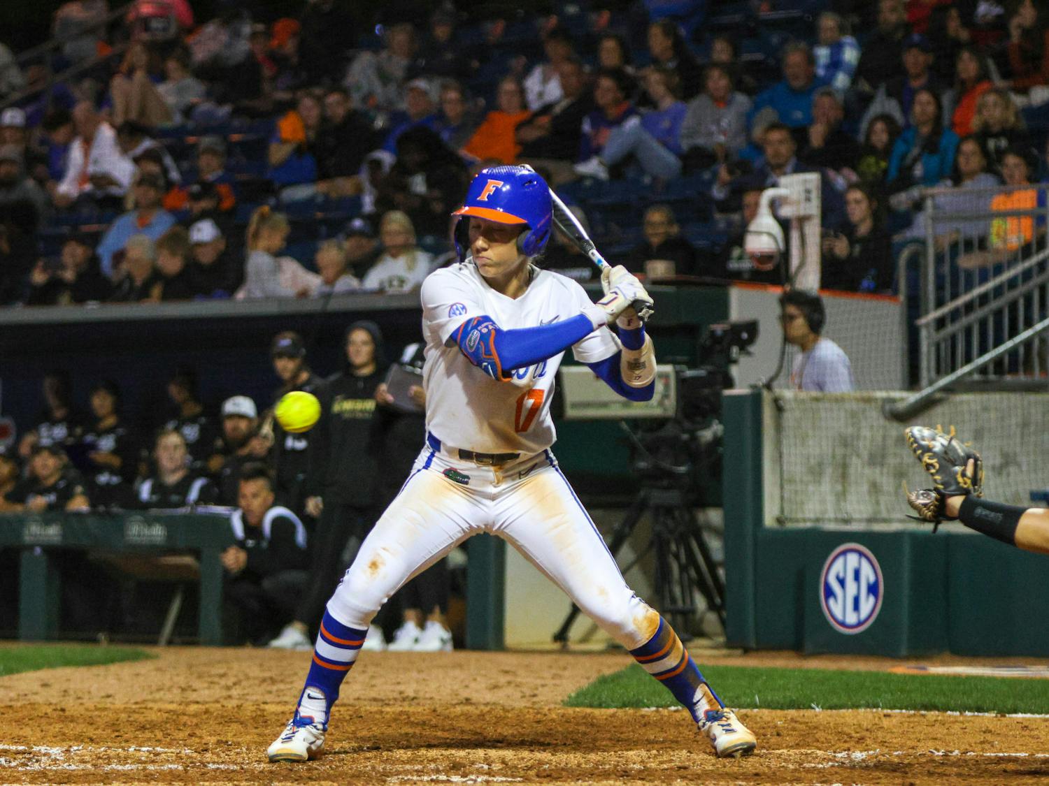 Florida shortstop Skylar Wallace swings her bat in the Gators' win against the Central Florida Knights Wednesday, March 8, 2023.