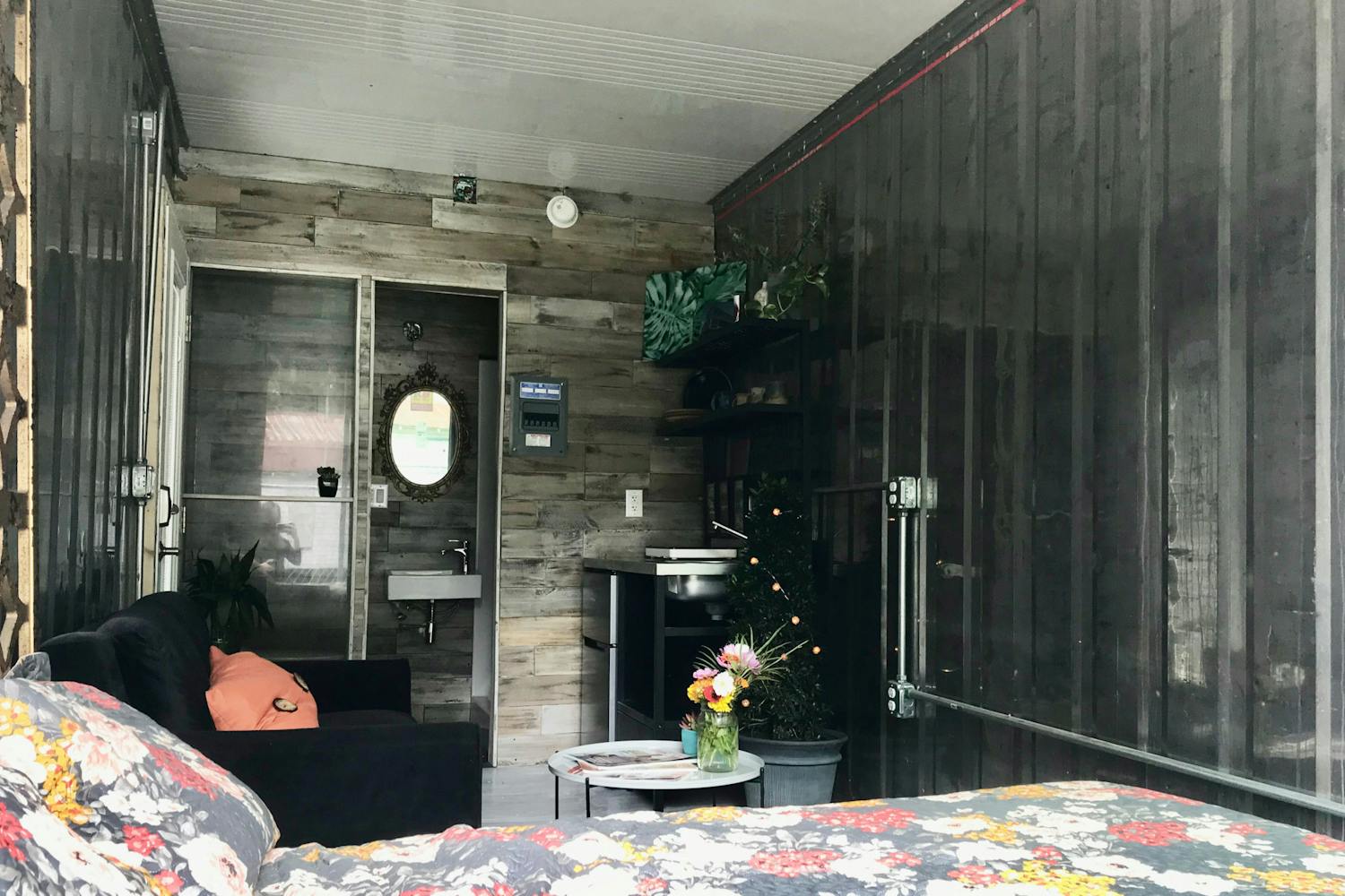 The inside of a tiny home in a storage container converted by Troy Rosslow, founder of Tiny House Lab LLC on Monday, June 7, 2021. 