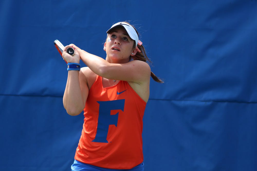 <p>Sophomore Victoria Emma (pictured) and her doubles partner, junior <span id="docs-internal-guid-53ebd197-7fff-bfa0-1169-a4a5b4791fe8"><span>Tsveta Dimitrova, lost narrowly (8-7) to the tournament's No. 1 seed of Southern California's <span id="docs-internal-guid-fb69b6c1-7fff-08f0-f666-26ca45936df5"><span>Angela Kulikov and Rianna Valdes, eliminating them from the ITA All-American Championships. Emma later took victory in the tournament's singles back draw. </span></span></span></span></p>