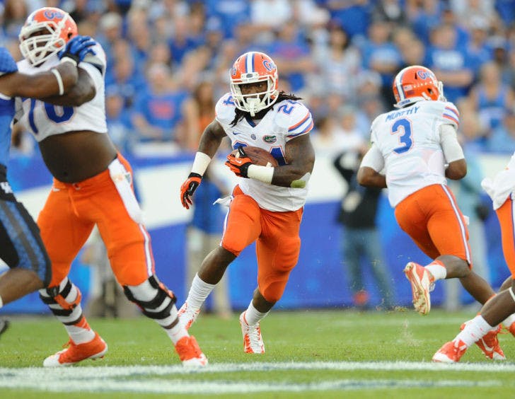 Matt Jones runs down the field during Florida’s 24-7 victory against Kentucky on Sept. 28 at Commonwealth Stadium in Lexington, Ky.&nbsp;