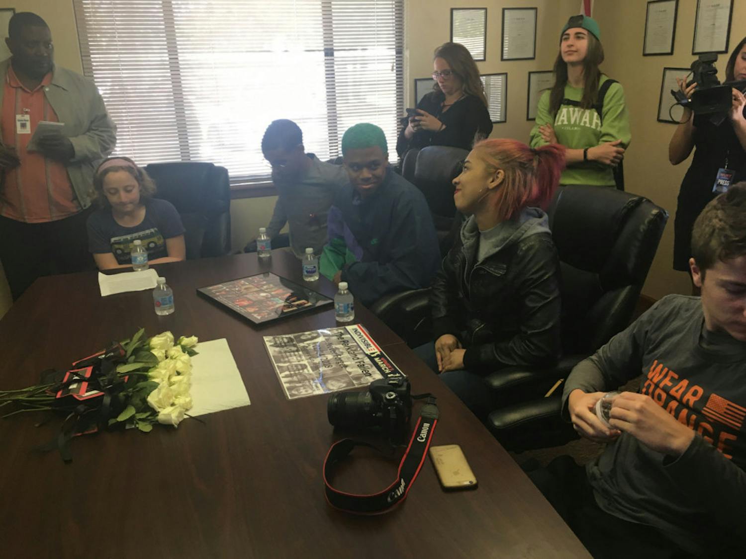 Five students, including one middle schooler, Skyped with Congressman Ted Yoho, who was in his Washington D.C. office Wednesday during the nationwide Walkout Wednesday protest.