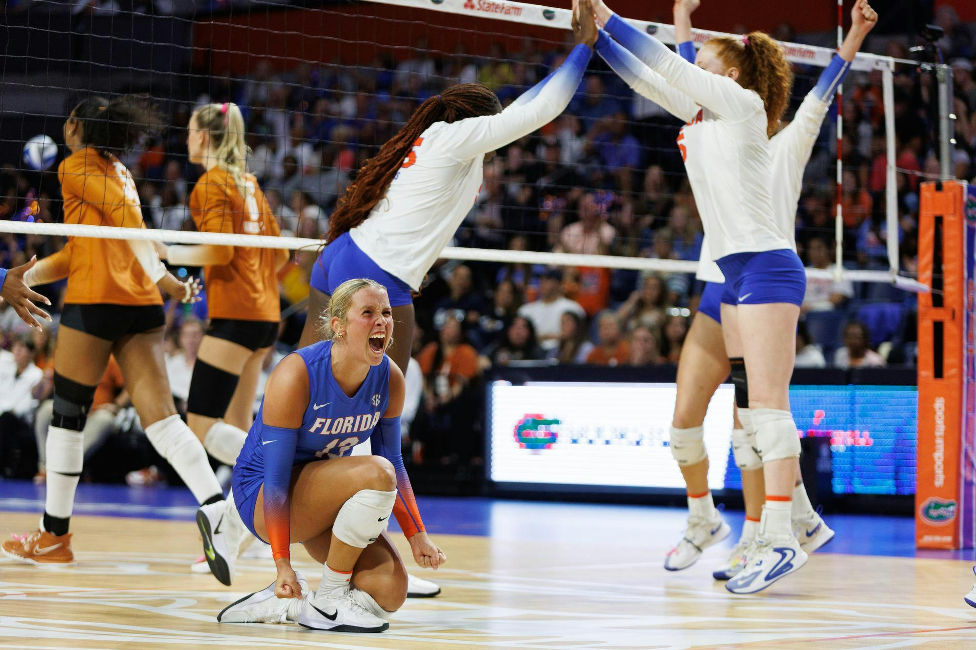 Florida Gators libero/defensive specialist Lily Hayes (13) celebrates during a NCAA Volleyball match on Friday, November 07, 2025.