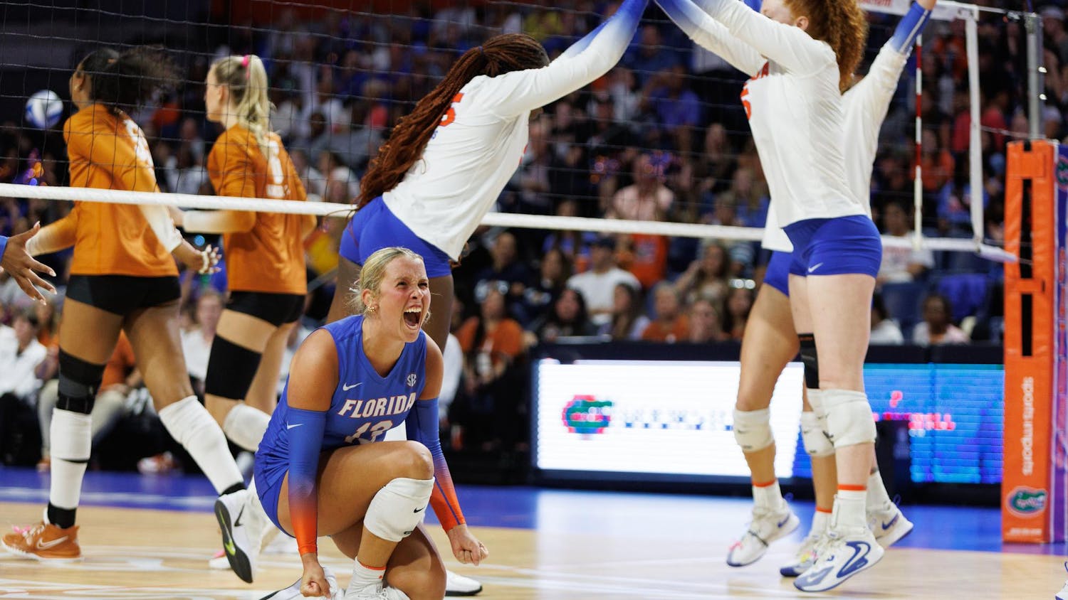 Florida Gators libero/defensive specialist Lily Hayes (13) celebrates during a NCAA Volleyball match on Friday, November 07, 2025.