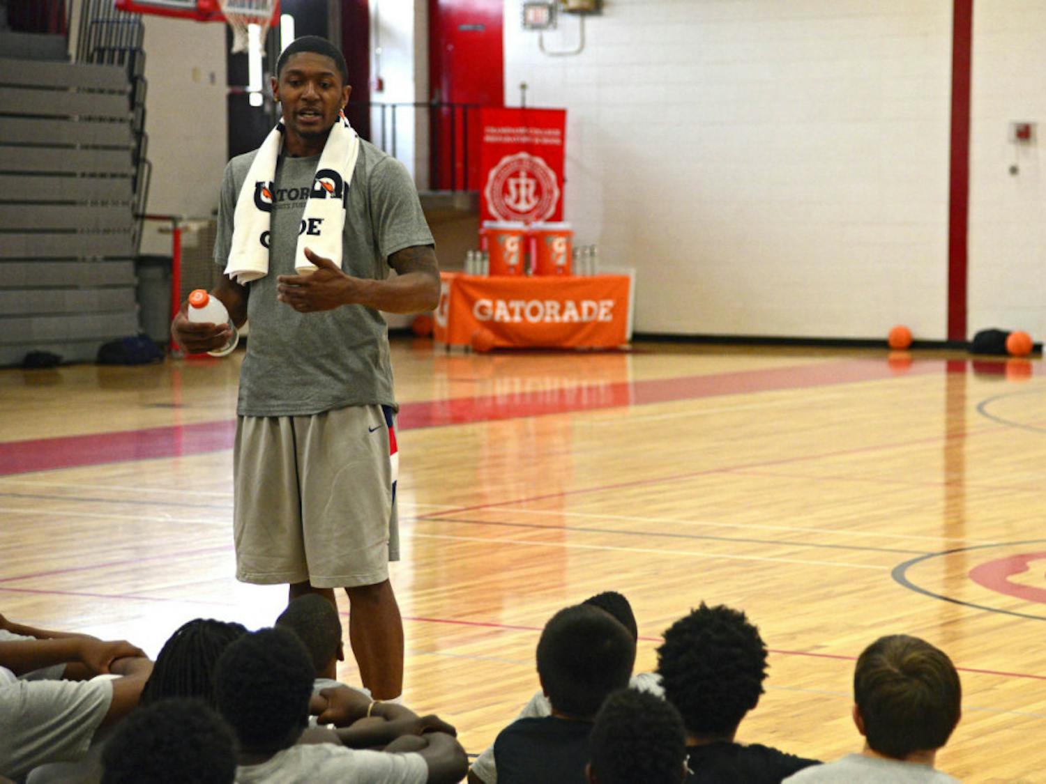 Washington Wizard's guard Bradley Beal delivers a special presentation about heat safety and hydration to youth athletes on behalf of Gatorade's Beat the Heat program.&nbsp;