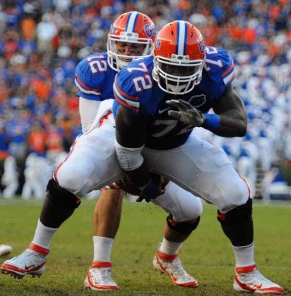 Florida center Jonotthan Harrison and the Gators offensive line has yet to allow a sack through two games this season — only one of 10 teams in the nation to do so.
