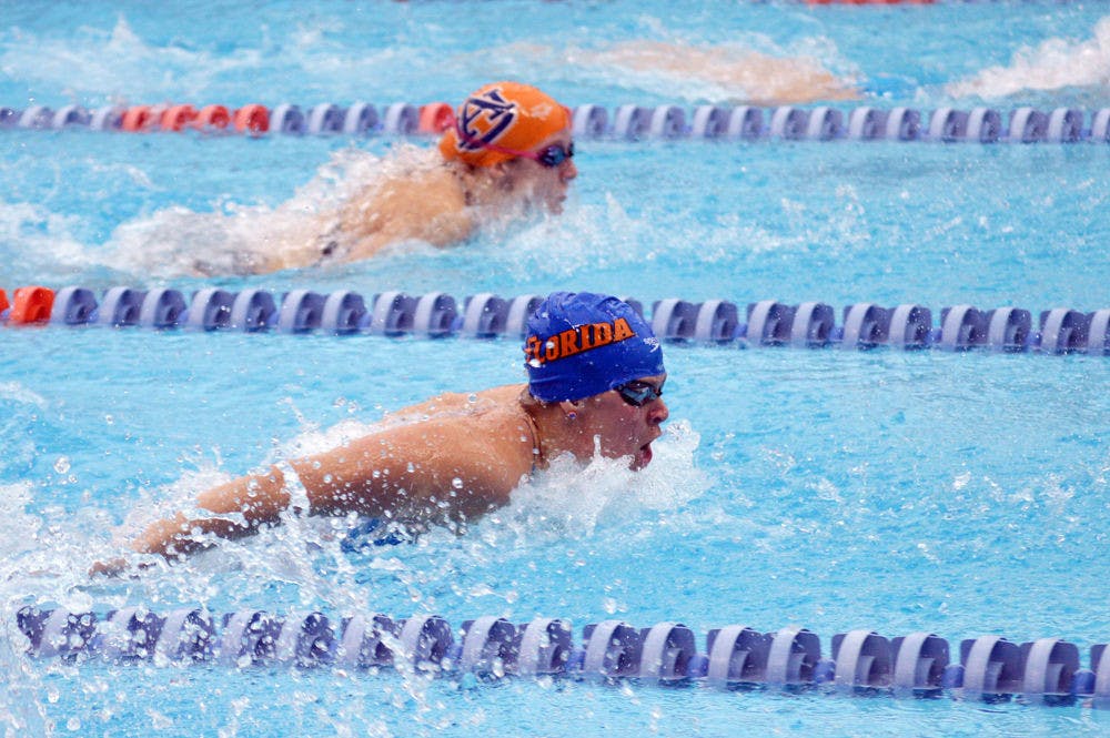 <p>Elizabeth Beisel swims during Florida's 173.5-124.5 win against Auburn on Jan. 25 in the O'Connell Center.</p>