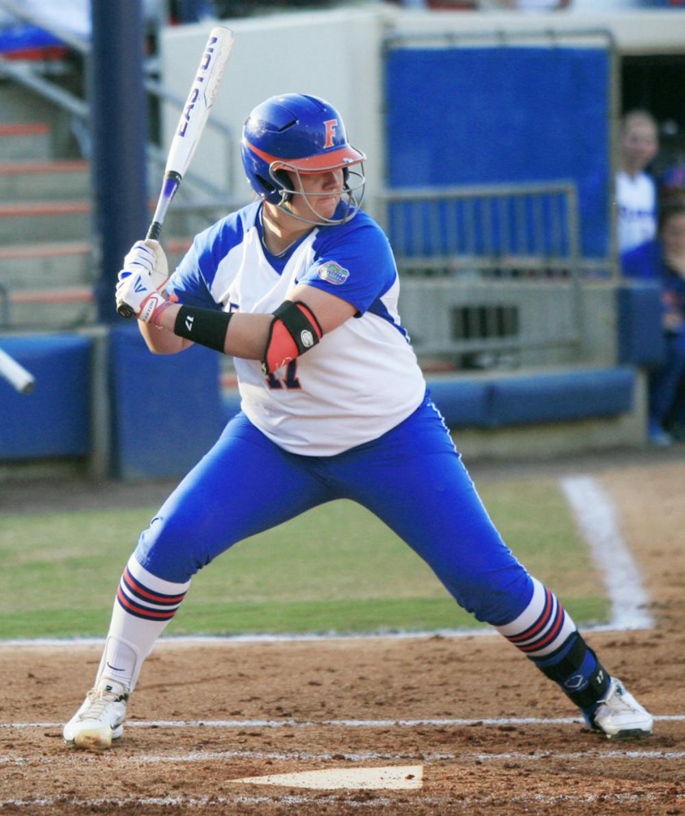 <p>Lauren Haeger prepares to swing at the plate during Florida’s 6-5 win against Tennessee on March 15, 2013, at Katie Seashole Pressly Stadium.</p>