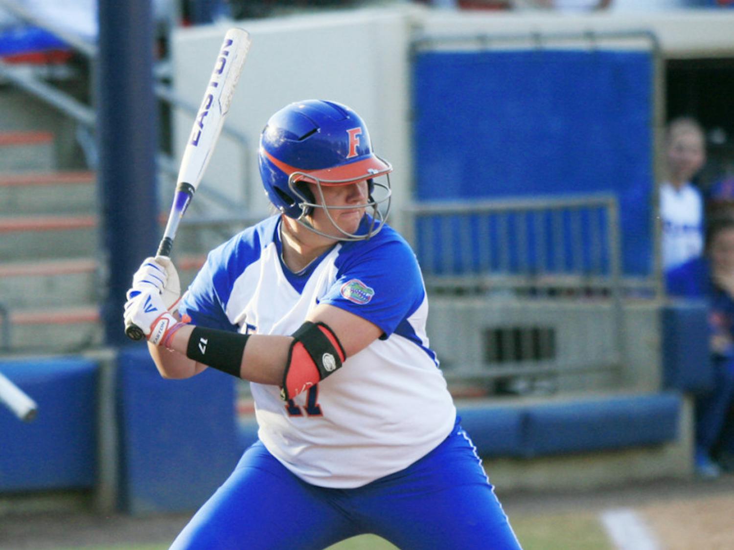 Lauren Haeger prepares to swing at the plate during Florida’s 6-5 win against Tennessee on March 15, 2013, at Katie Seashole Pressly Stadium.