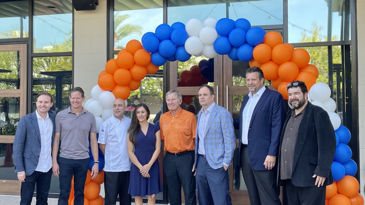 Legendary Gator football coach Steve Spurrier gathered with family and staff to celebrate the opening of Spurrier&#x27;s Gridiron Grille. The restaurant, located at 4860 SW 31st Place, opened Aug. 11. 