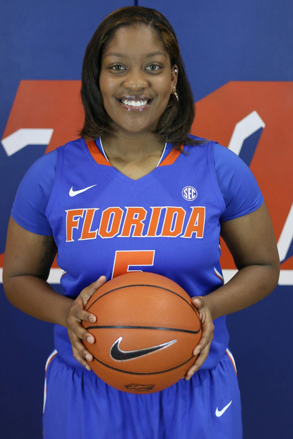 <p>Sophomore guard Antoinette Bannister, a UNC transfer, poses during Florida women’s basketball’s media day.</p>