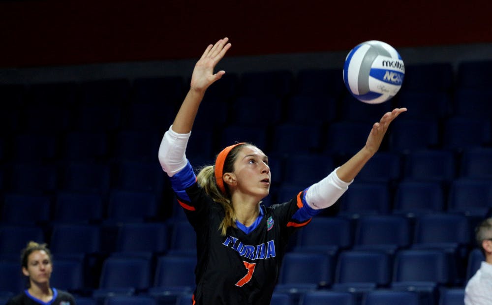 <p>After recording 105 kills in 32 games in 2017, UF outside hitter Paige Hammons showed off her defense in the 2018 Orange and Blue scrimmage. </p>