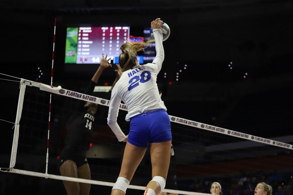 Outside hitters Thayer Hall (pictured) and T’ara Ceasar lead the Gatora in kills with 51 and 43, respectively.