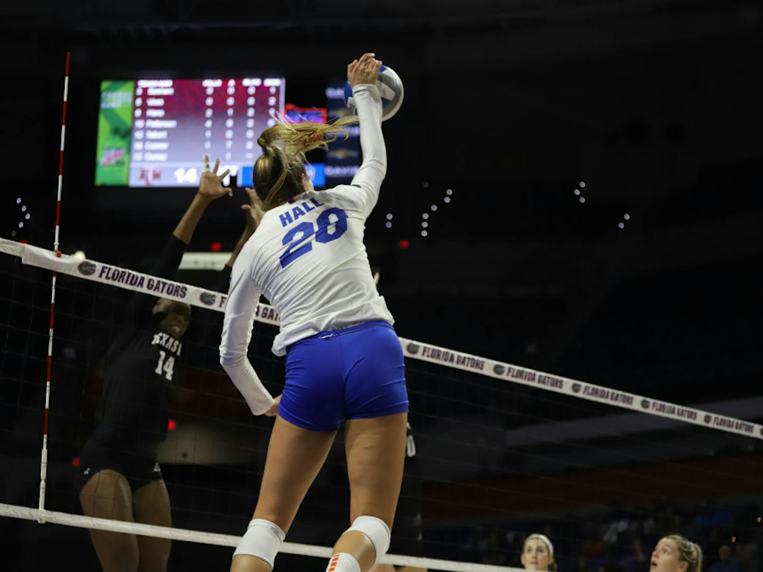 Outside hitters Thayer Hall (pictured) and T’ara Ceasar lead the Gatora in kills with 51 and 43, respectively.