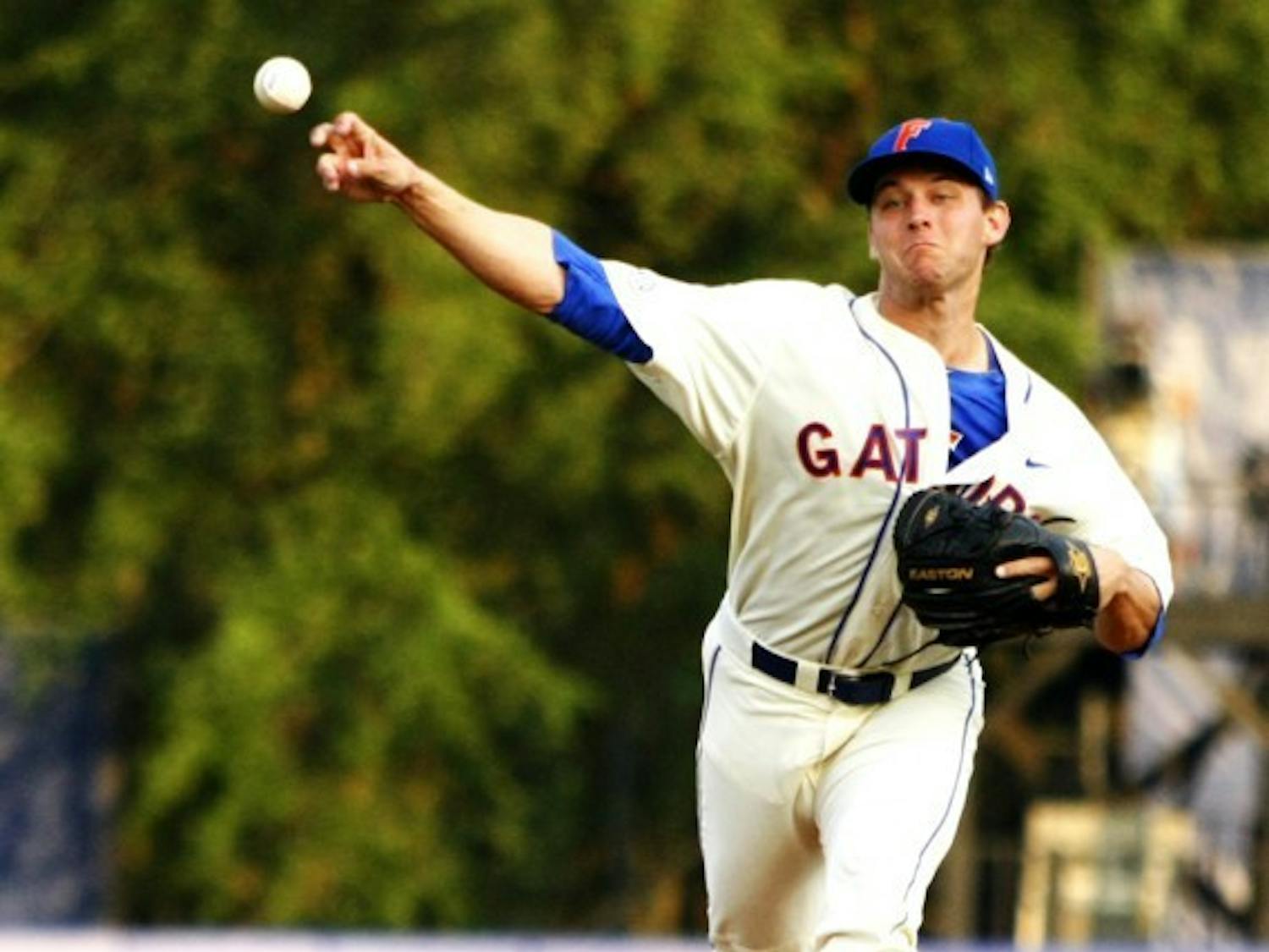 Jonathon Crawford tossed six scoreless innings in the Gators' 7-0 victory against the Tigers Friday night in Gainesville.