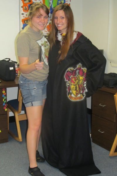 Ashley Richey and Courtney Read pose in Gryffindor apparel.