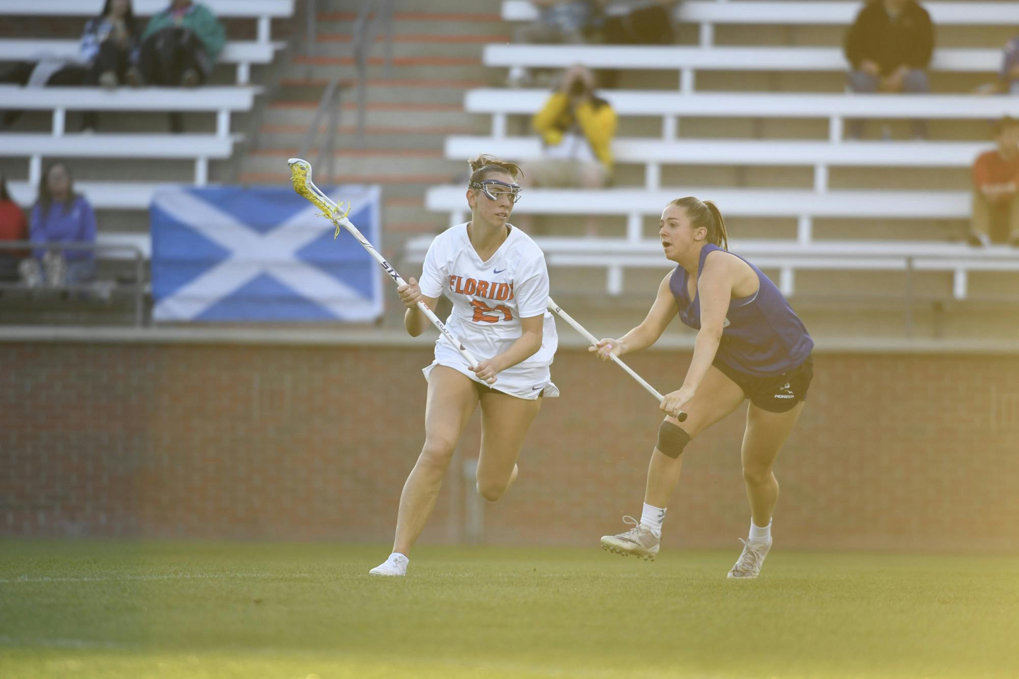 Senior attacker Ashley Gonzalez looks to score during Florida’s 22-2 win over the Scotland National Team on Wednesday, February 14, 2024. 