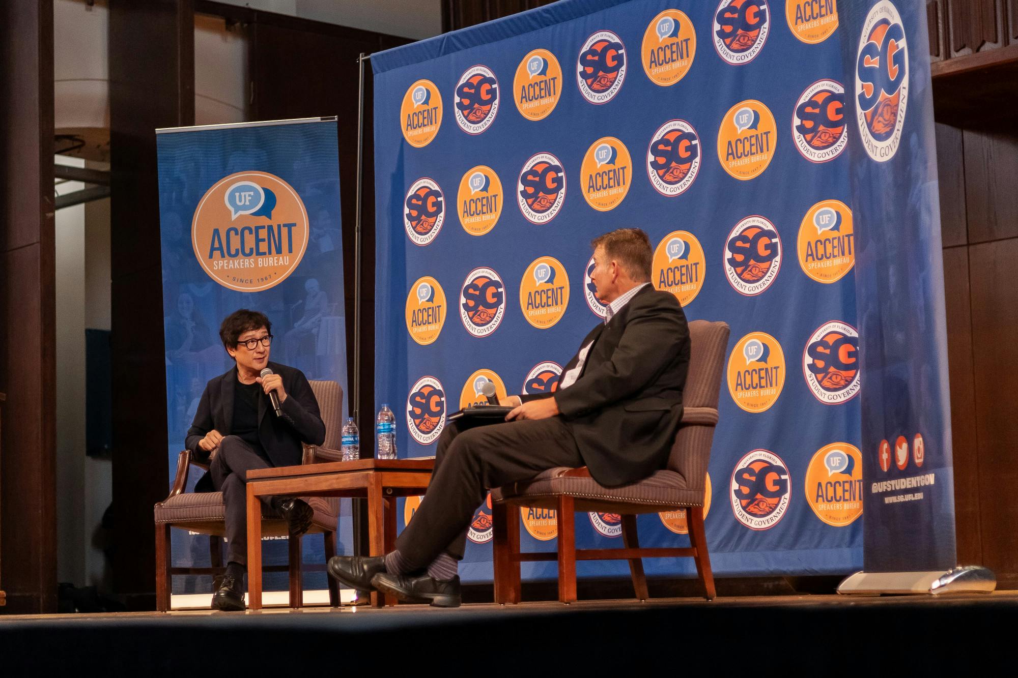 Actor and Academy Award winner Ke Huy Quan speaks to students at the University of Florida on Sept. 17, 2024. Quan is known for his roles in Indiana Jones and the Temple of Doom, and more recently, Everything Everywhere All At Once.