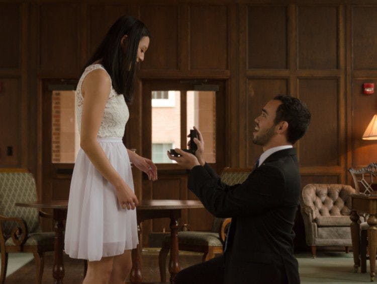 Joseph Cacioppo, 21, and Caitlyn Simpson, 22, got engaged&nbsp;Saturday&nbsp;at the Keene Faculty Center with the help of President Kent Fuchs.&nbsp;
&nbsp;