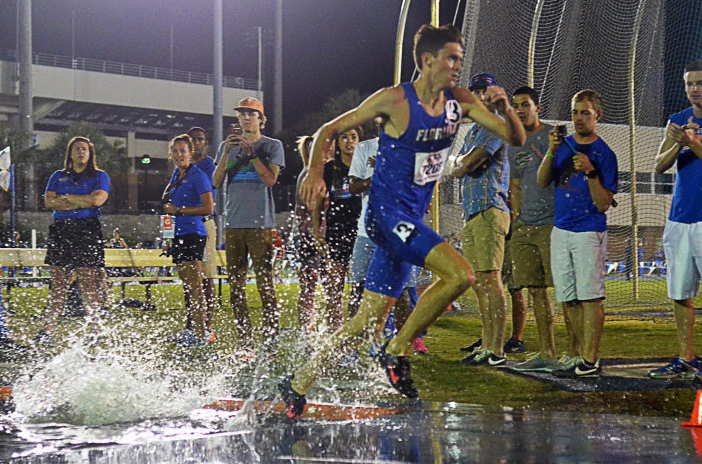 Mark Parrish races in the 3,000 meter steeplechase during the 2015 Florida Relays on April 3 at the Percy Beard Track.