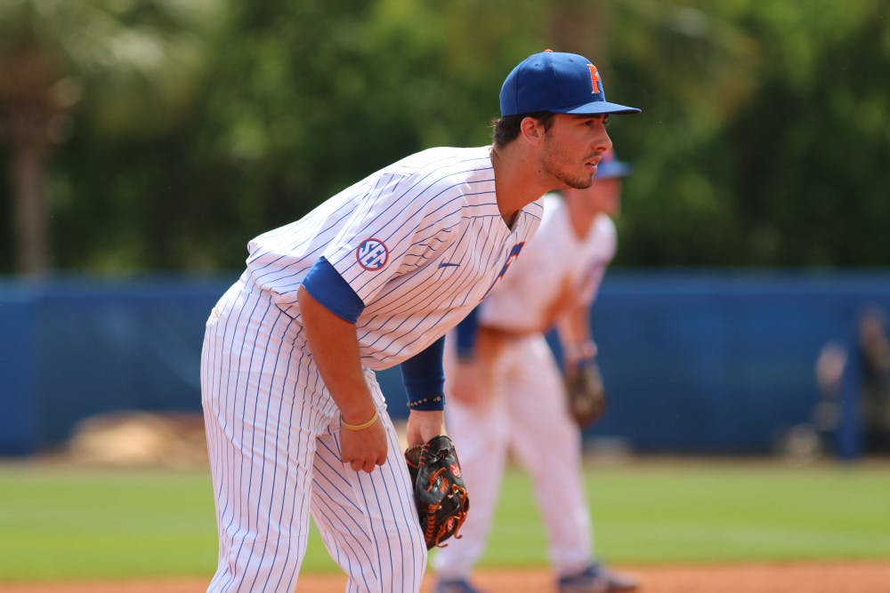 <p>Florida third baseman Jonathan India extended his hitting streak to 15 games during UF's 8-2 win over Vanderbilt on Sunday. The junior blasted a two-run home run in the bottom of the fourth inning. </p>