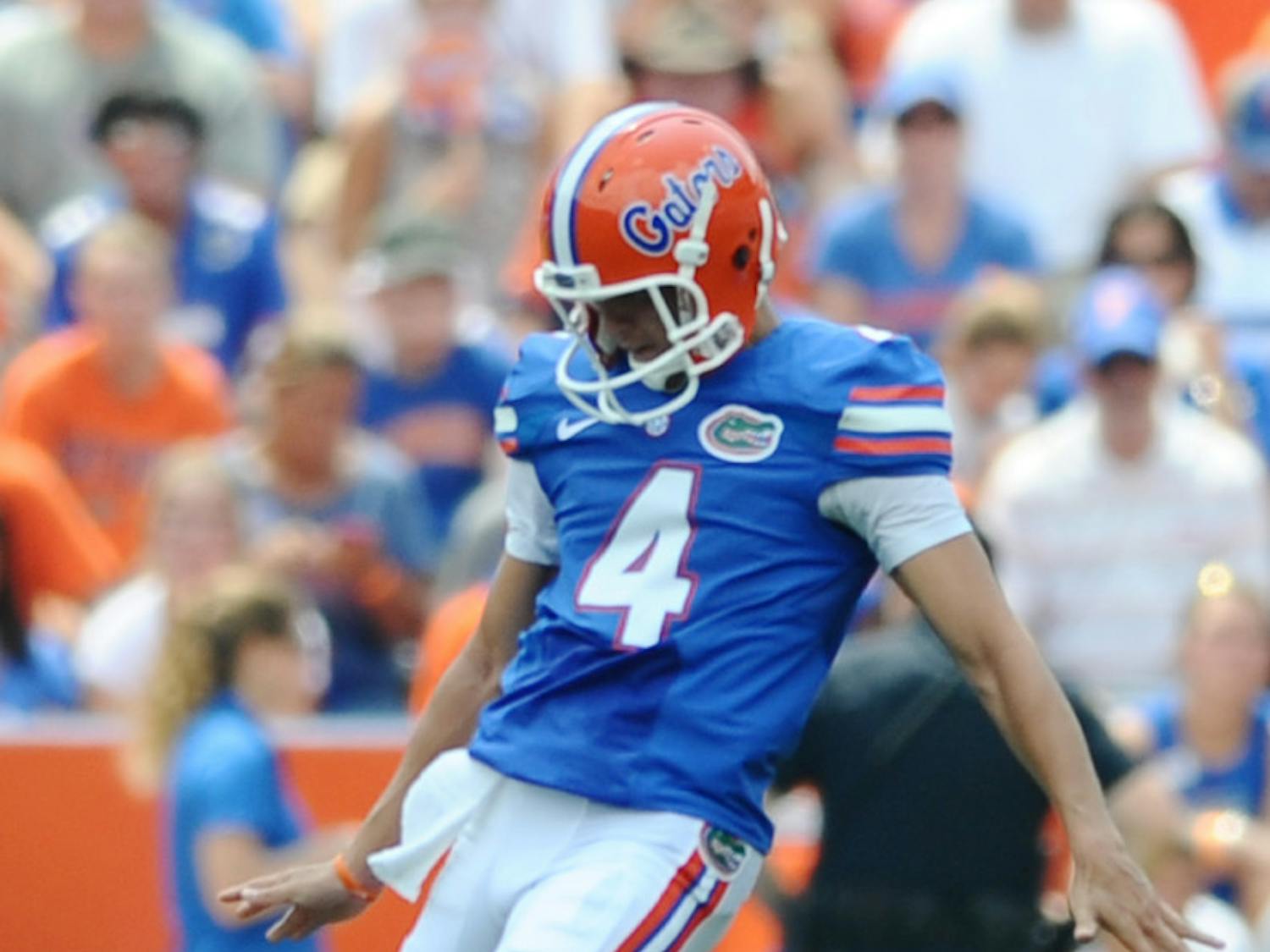 Kyle Christy punts the ball during Florida’s 24-6 victory against Toledo on Saturday in Ben Hill Griffin Stadium. Christy averaged 38.2 yards per punt in the game.