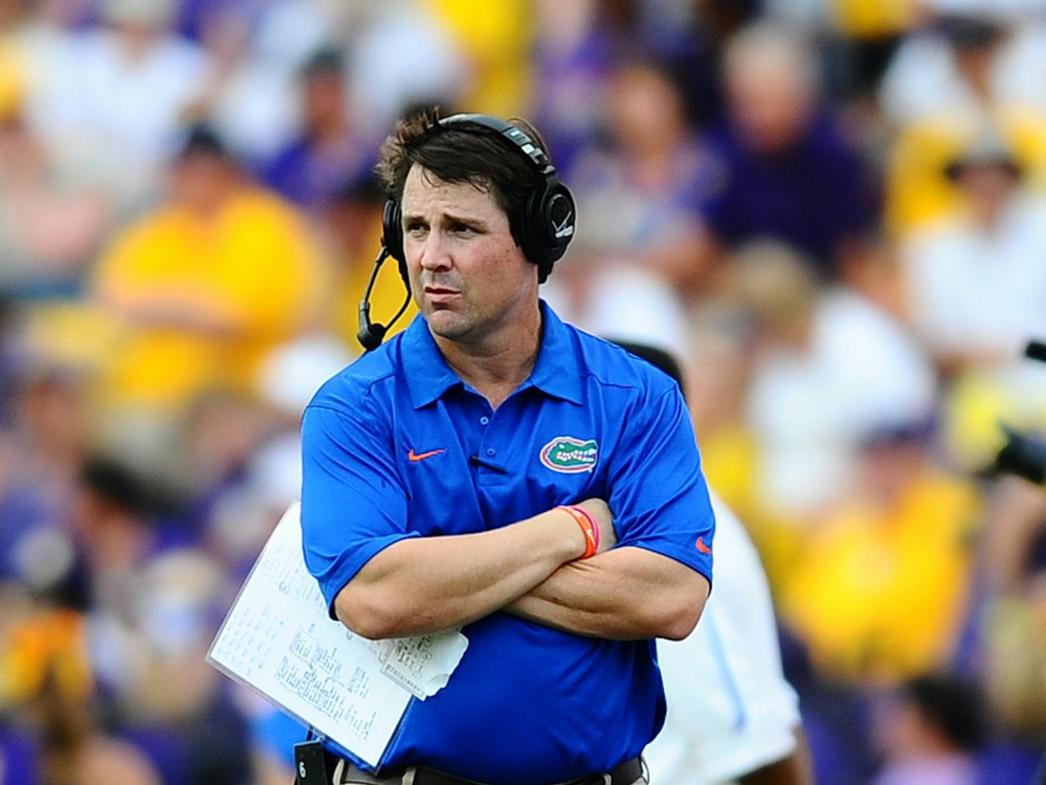 Will Muschamp watches from the sideline during Florida’s 17-6 loss to LSU on Oct. 12 in Baton Rouge, La. 