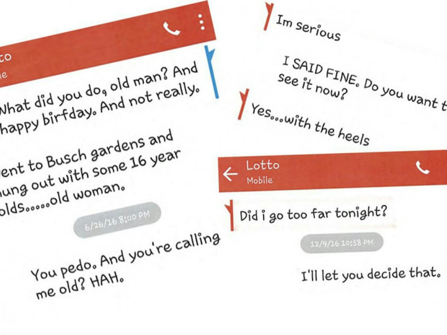 Text messages between Lotto and the daughter of the initial reporter.&nbsp;