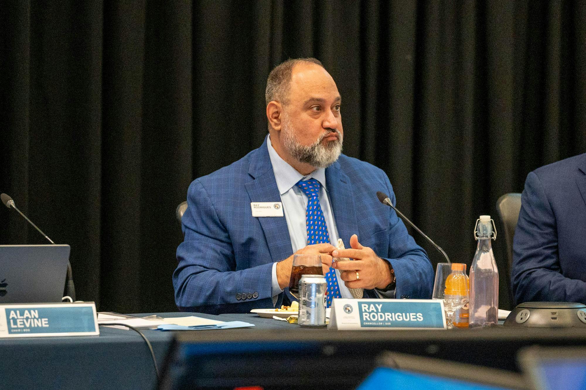 Chancellor Ray Rodrigues sits at a Board of Governors meeting inside the Grand Ballroom of the Reitz Union, Wednesday, Sept. 30, 2026, in Gainesville, Fla.