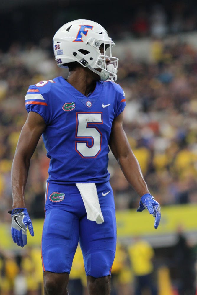UF cornerback CJ Henderson stands during Florida's 33-17 loss against Michigan Sept. 2, 2017 at At&amp;T Stadium in Arlington, Texas.