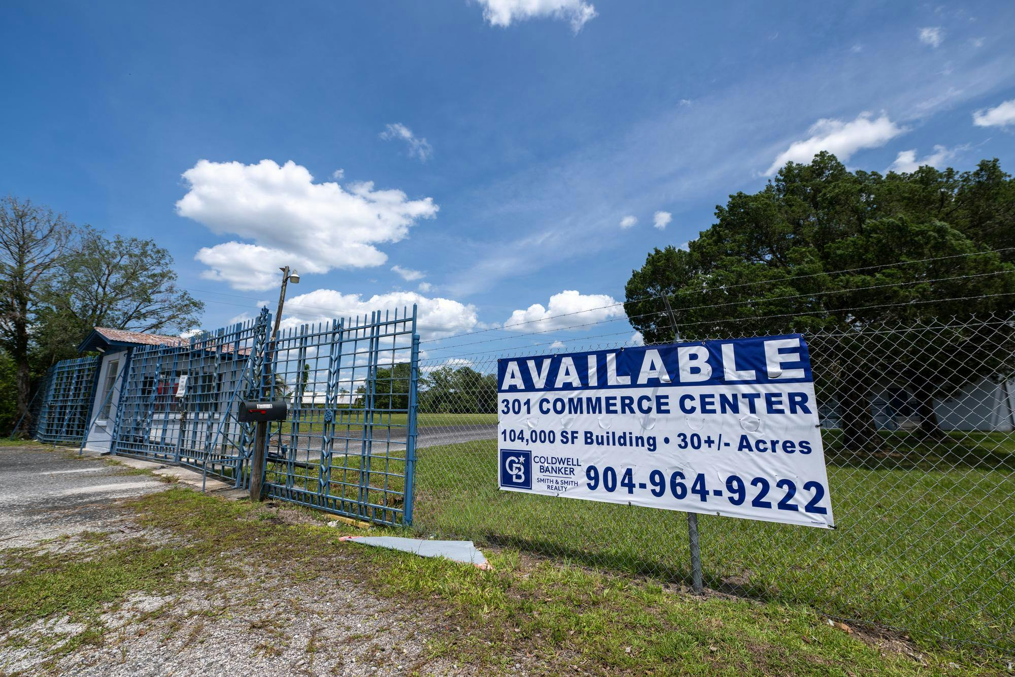 A 104,000 square foot building sits empty, Saturday, June 20, 2026, near downtown Starke, Fla.