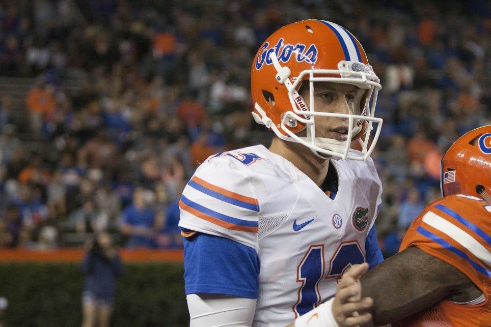 UF quarterback Feleipe Franks during Florida's Spring game on Friday night at Ben Hill Griffin Stadium.