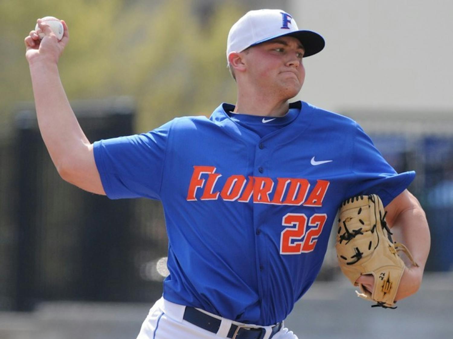 Karsten Whitson pitches during UF’s 5-0 win against USF on Feb. 20, 2011. 