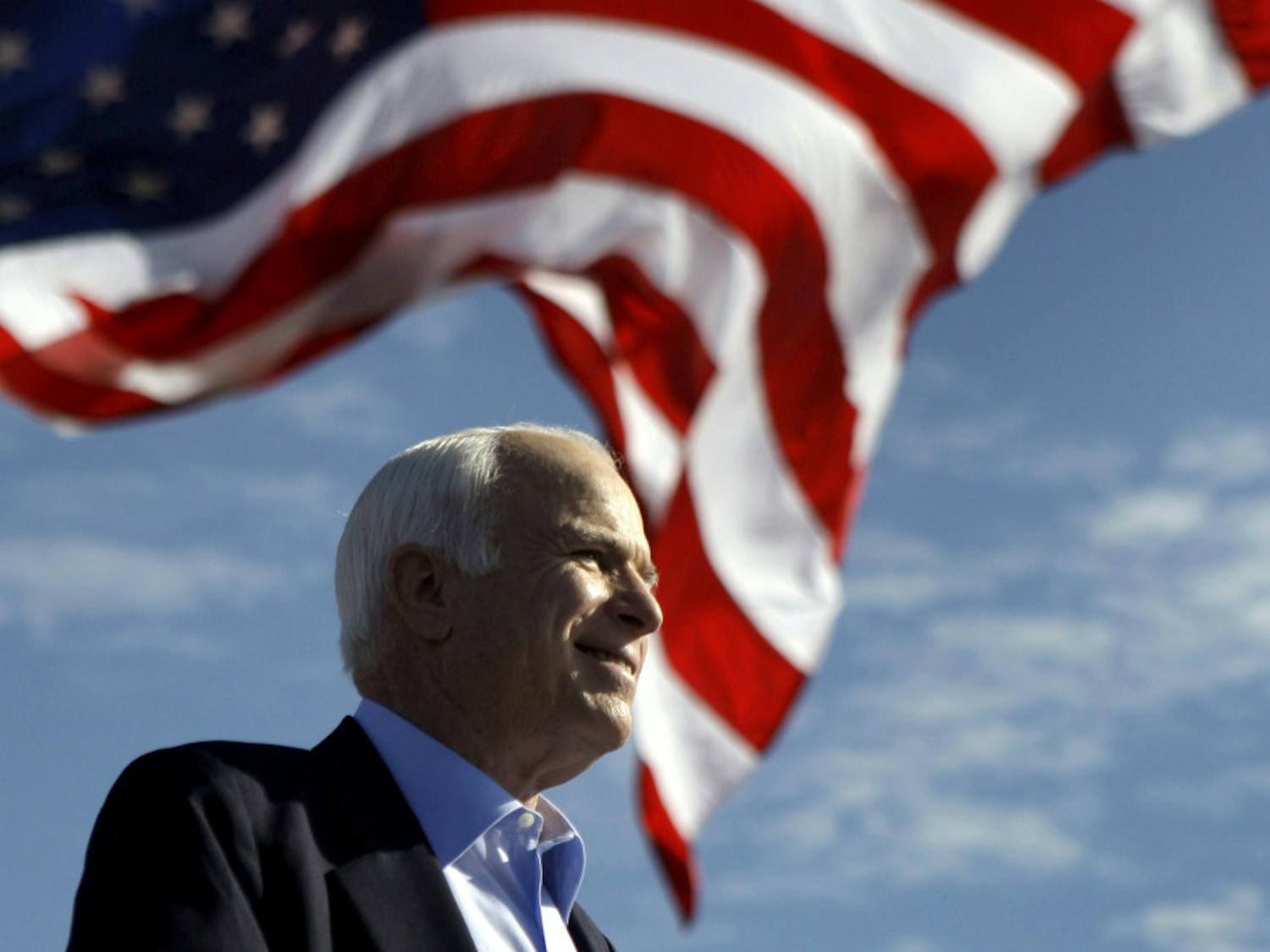Republican presidential candidate Sen. John McCain, R-Ariz., speaks at a 2008 rally in Tampa, Fla. Aide says senator, war hero and GOP presidential candidate McCain died Saturday, Aug. 25, 2018. He was 81.