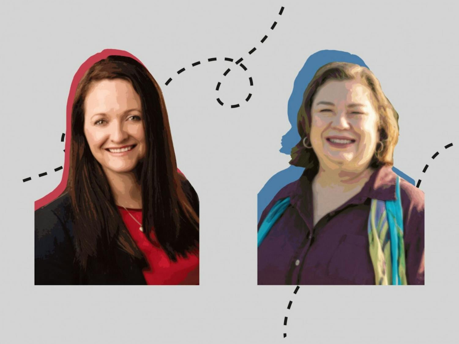 Raemi Eagle-Glenn (left) and Mary Alford (right) compete for the District 1 Alachua County Commission seat.