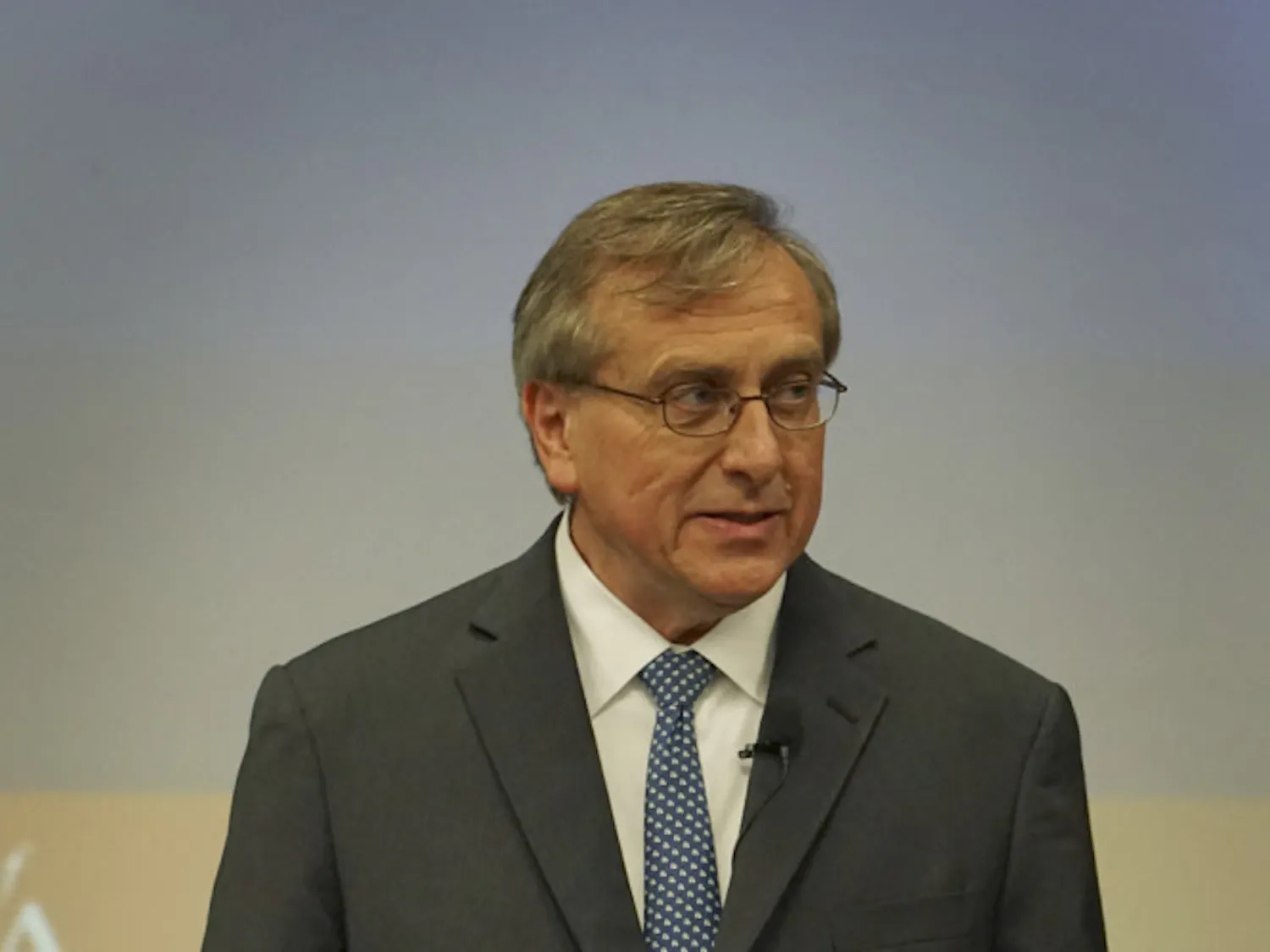 UF President Kent Fuchs delivers his State of the University address in the Reitz Union Auditorium on Sept. 24, 2015. He plans to increase diversity and research opportunities at UF.