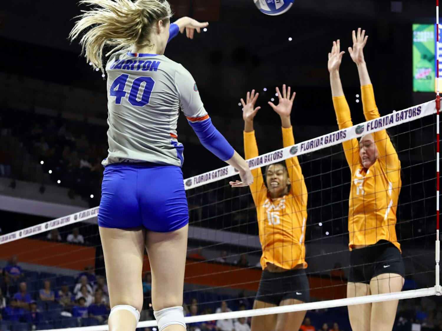 Opposite attacker Holly Carlton was one of two UF players with double-digit kills, registering 10 in the win.