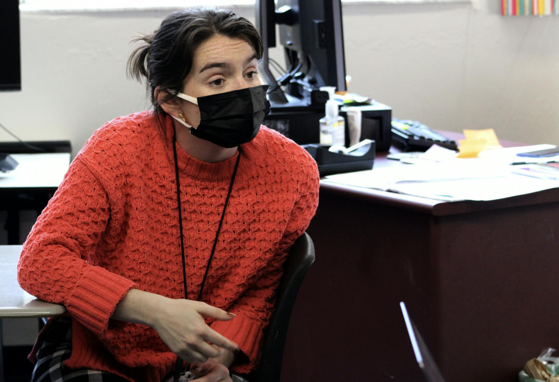 English teacher Cassidy Klein is seen teaching inside the A. Quinn Jones Center on Thursday, Jan. 20. 