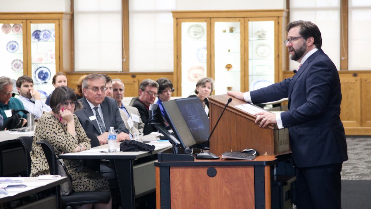 National Endowment for the Humanities chairman Jon Parrish Peede delivers his keynote speech in Smathers Library. Peede is the first sitting chairman to visit UF in more than 20 years.