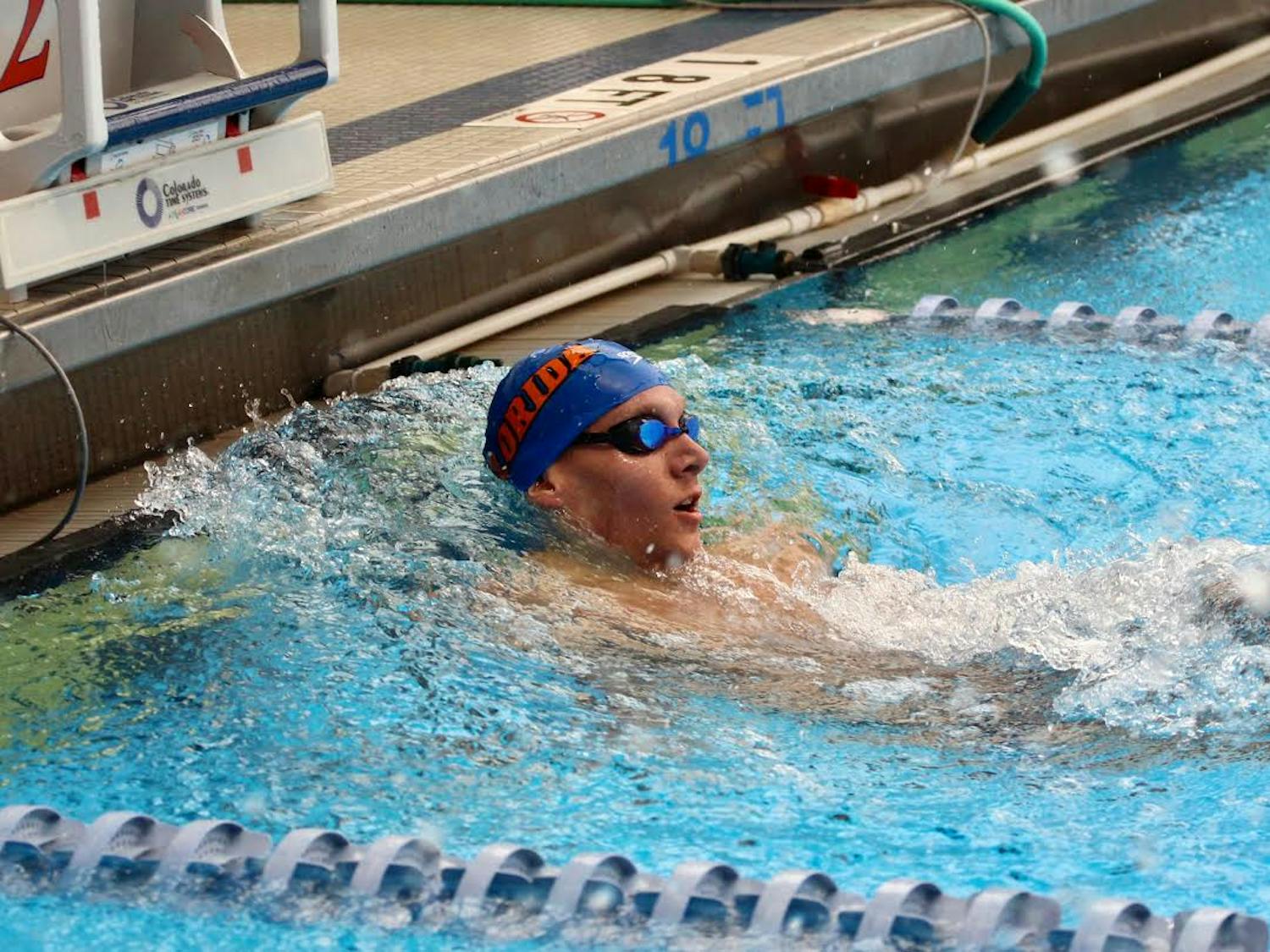 Caeleb Dressel won two individual titles and was part of the winning relay squad in the UF men's swimming team's 209-91 victory over the Seminoles on Friday at the O'Connell Center. 
