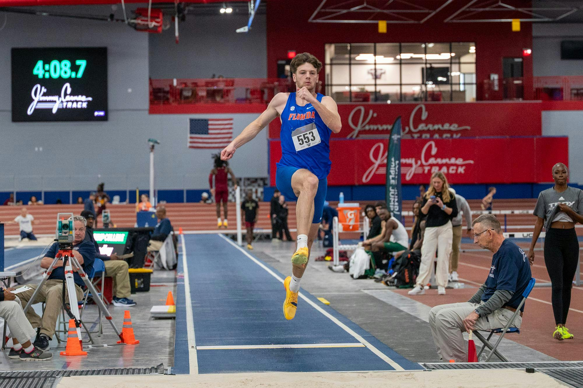 Florida jumper Luke Stradley competes in the men’s long jump during the Jimmy Carnes Invitational in Gainesville, Fla., Friday, Jan. 16, 2026.