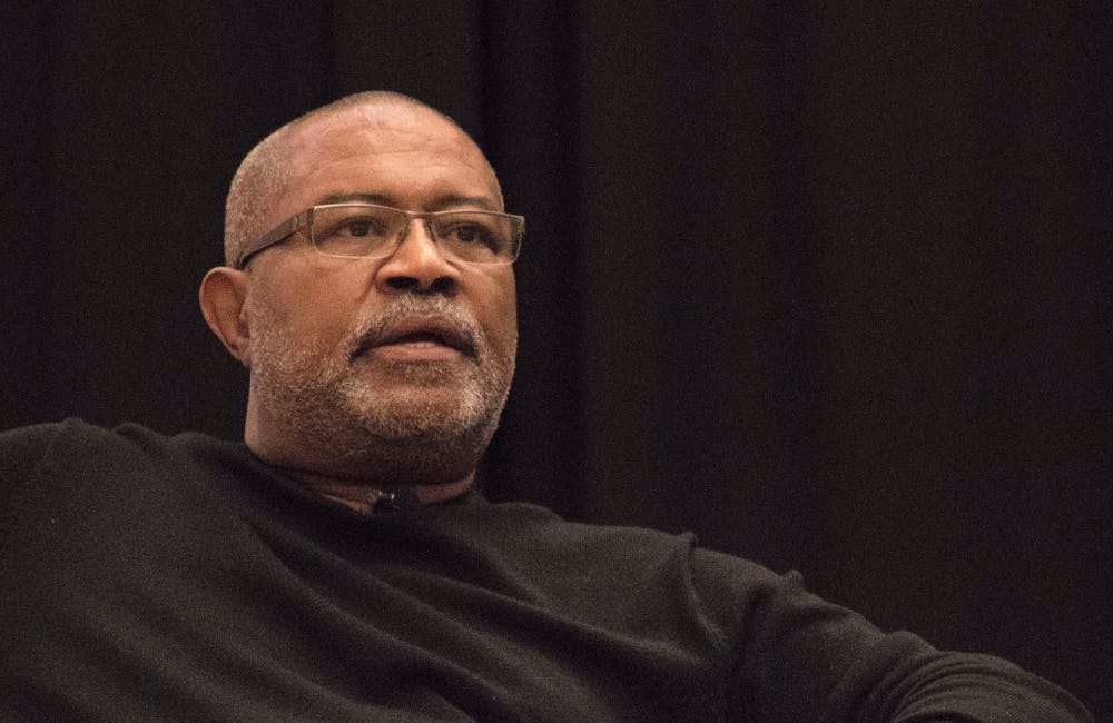 Ron Stallworth speaks to an audience of about 450 Wednesday about his experience infiltrating the Ku Klux Klan in 1979. Stallworth is a retired police officer and author of “Black Klansman: A Memoir”. The 2018 film “BlacKkKlansman” is based on his investigation.