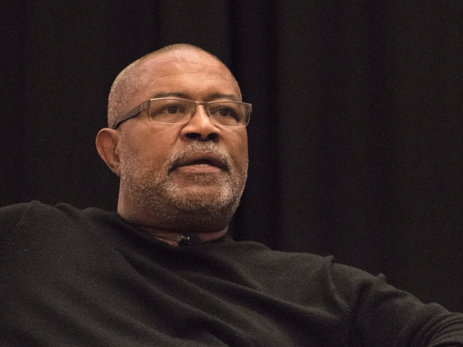 Ron Stallworth speaks to an audience of about 450 Wednesday about his experience infiltrating the Ku Klux Klan in 1979. Stallworth is a retired police officer and author of “Black Klansman: A Memoir”. The 2018 film “BlacKkKlansman” is based on his investigation.
