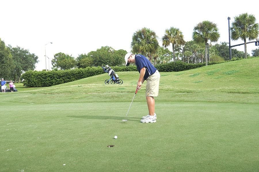 Joe Pagdin drains a putt for Trinity Prep in 2015, where he was the No. 1 player on the varsity team in eighth grade.
