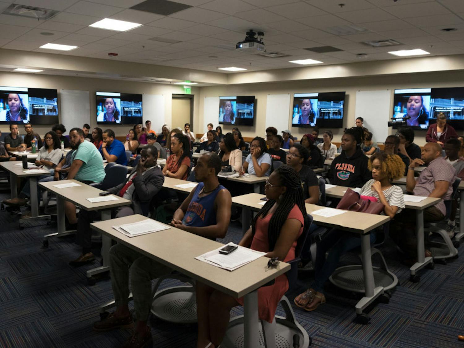 A tech in on Tuesday night in Turlington.