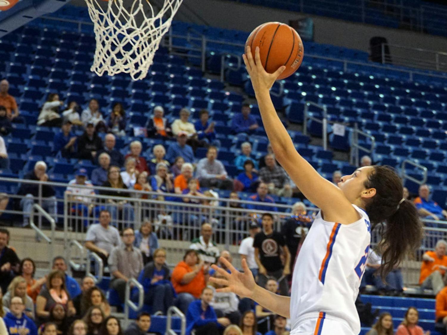 UF guard Eleanna Christinaki goes for a layup during Florida's 53-45 win against LSU on Jan. 17, 2016, in the O'Connell Center.