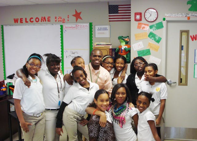 Anthony Fowler, who is a 2010 Nashville corps member, teaching fifth- and sixth-grade social studies at New Vision Academy. Fowler is the former president of the Florida Cicerones.