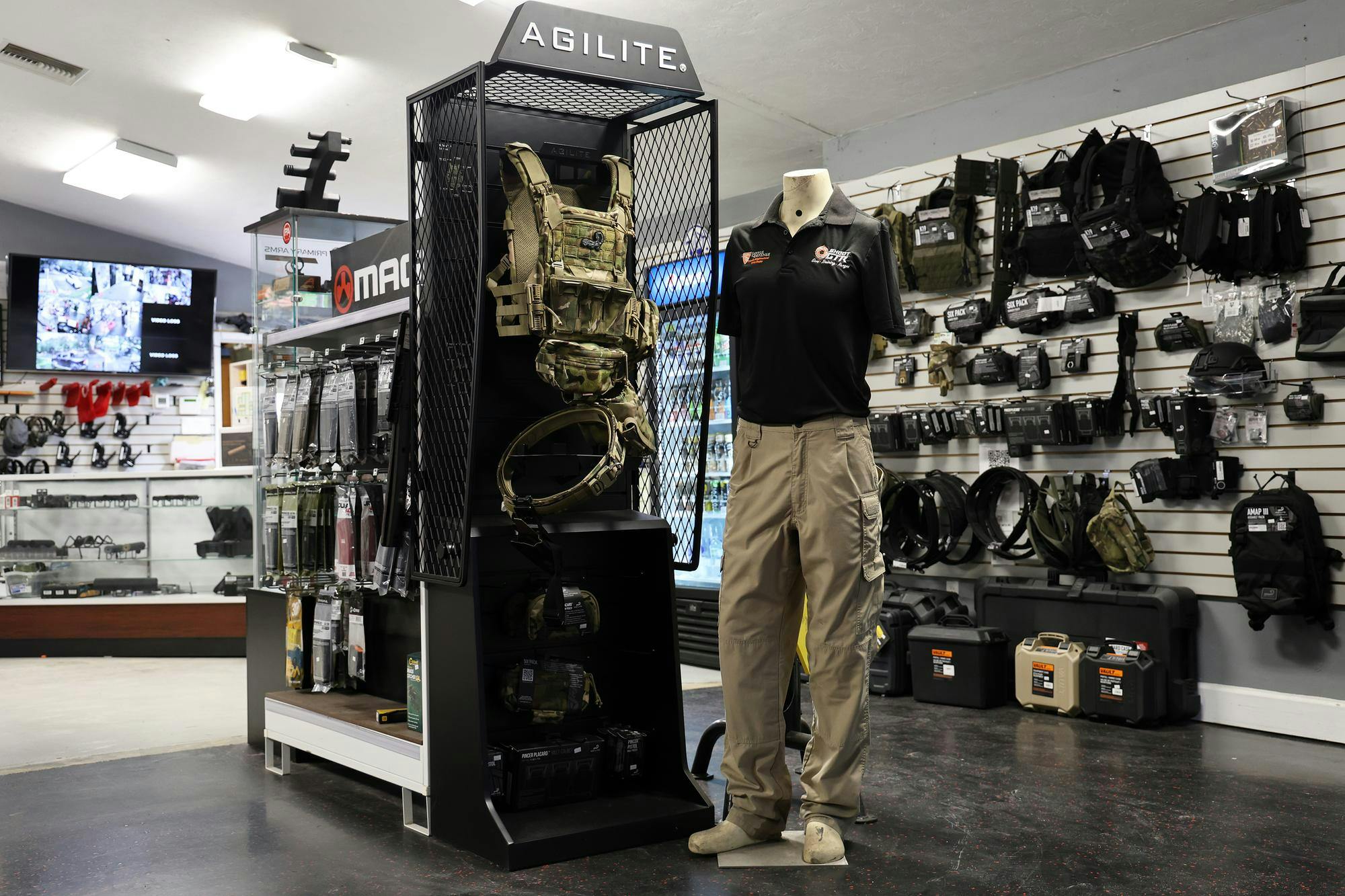Gear display at Shoot GTR - Gainesville Target Range, Tuesday, Sept. 2, 2026, in Gainesville Fla. 