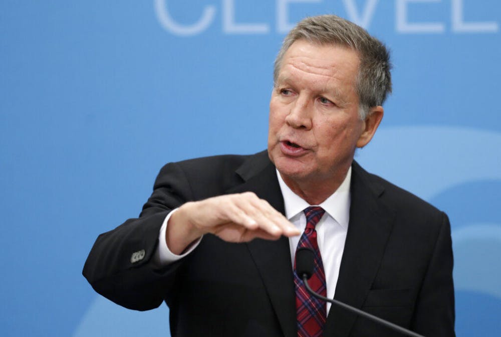 <p>In this Dec. 4, 2018, then Ohio Gov. John Kasich speaks at The City Club of Cleveland, in Cleveland. Kasich, now Ohio’s ex-governor, has landed himself a talent agent as the potential 2020 presidential candidates contemplates his future. (AP Photo/Tony Dejak)</p>