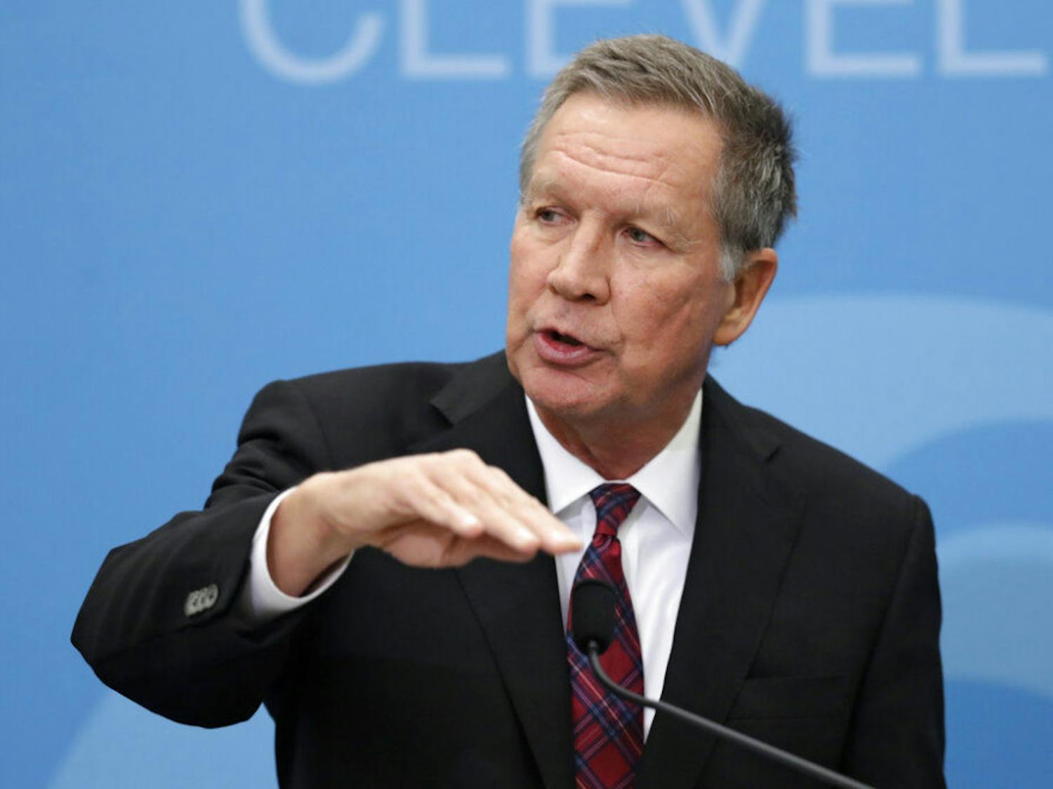 In this Dec. 4, 2018, then Ohio Gov. John Kasich speaks at The City Club of Cleveland, in Cleveland. Kasich, now Ohio’s ex-governor, has landed himself a talent agent as the potential 2020 presidential candidates contemplates his future. (AP Photo/Tony Dejak)